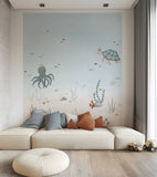 LOTAN - Papier peint panoramique - Fonds marins, pieuvre et tortue