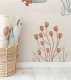 LOTAN - Papier peint panoramique - Fonds marins, pieuvre et tortue