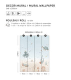 LOTAN - Papier peint panoramique - Fonds marins, pieuvre et tortue