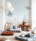 LOTAN - Papier peint panoramique - Fonds marins, pieuvre et tortue