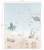LOTAN - Papier peint panoramique - Fonds marins, pieuvre et tortue