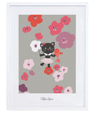 MILLY & FLORE - Affiche enfant - Chaton et fleurs