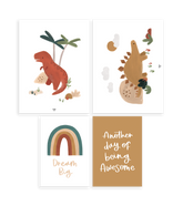 SUNNY – Lot de 4 affiches enfant / Dinosaures & co