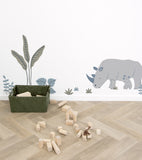 TANZANIA - Stickers muraux - Rhinocéros, palmes et feuilles