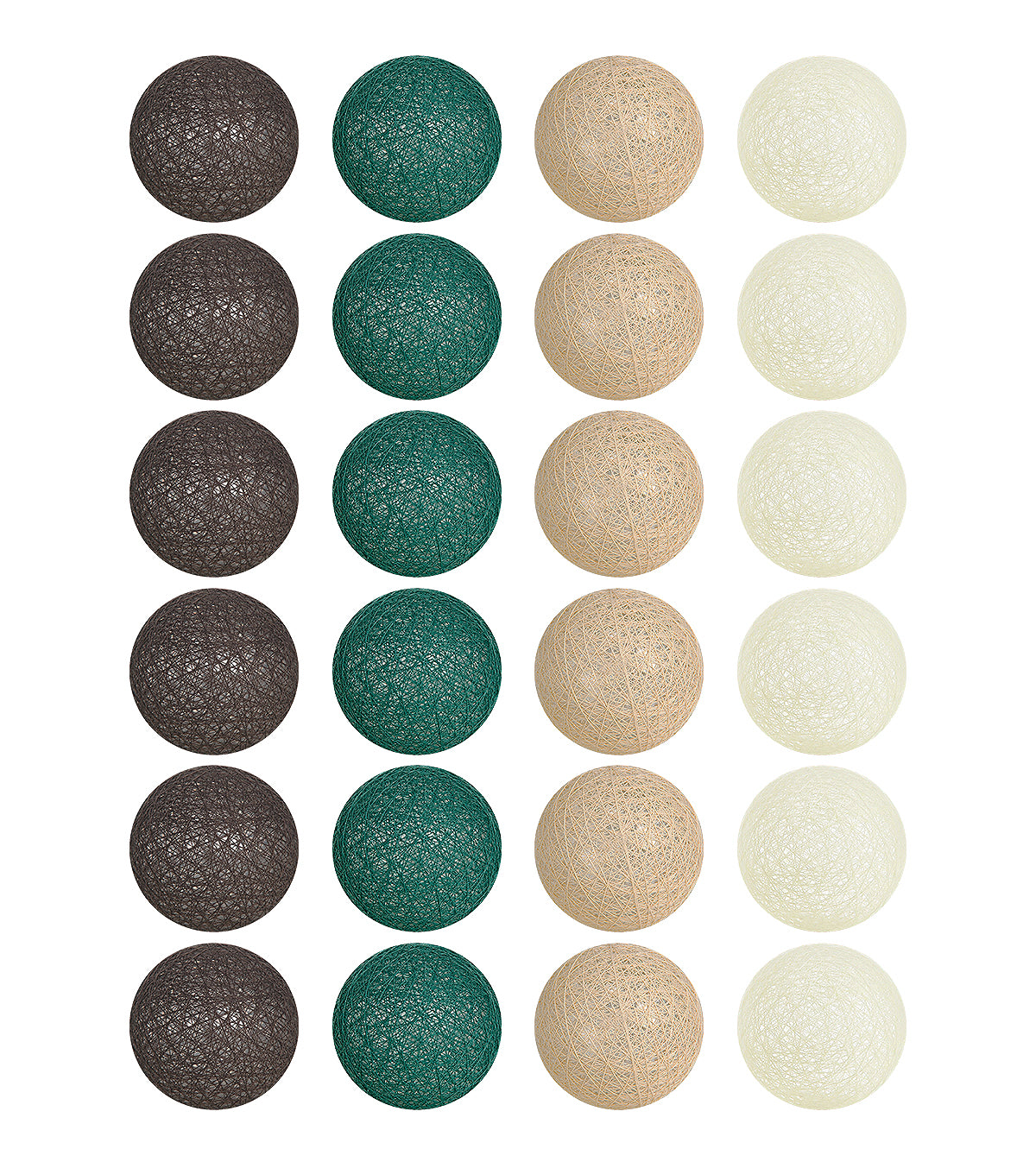 Guirlande lumineuse 24 boules de coton (vert, beige, marron) - Éclairage décoratif intérieur