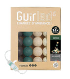 Guirlande lumineuse 24 boules de coton (vert, beige, marron) - Éclairage décoratif intérieur