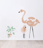 FLAMINGO - Stickers muraux - Plantes verts et pois