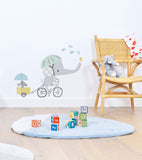 SMILE IT'S RAINING - Grand sticker - Éléphant sur son vélo