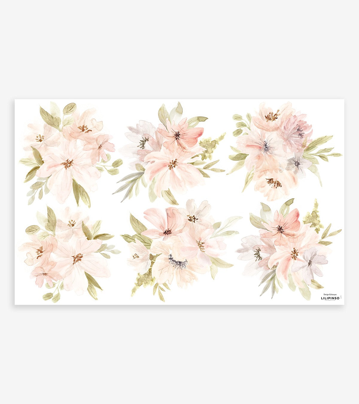 APPOLINE - Stickers muraux - Bouquets de fleurs (aquarelle)