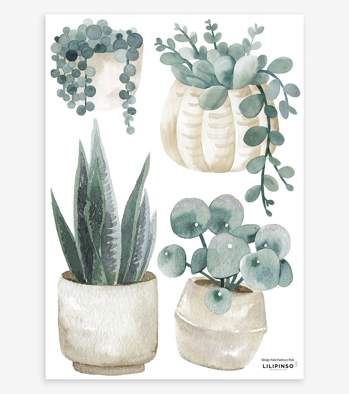 Stickers déco plantes et pots, décoration chambre enfant Lilipinso