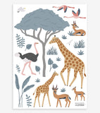 Stickers animaux savane - Girafe, gazelle, autruche - TANZIANIA