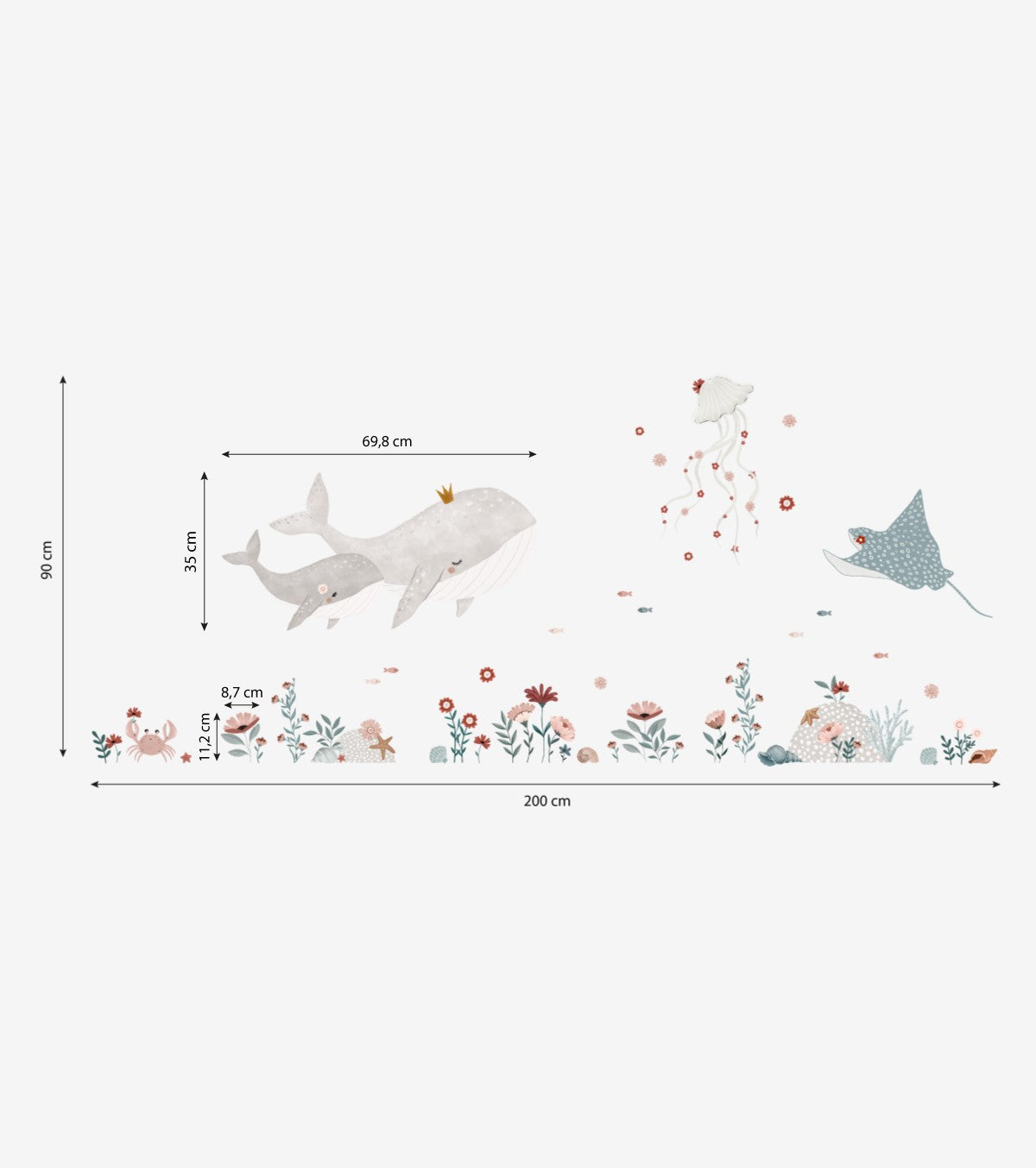 OCEAN FIELD - Stickers muraux - Océan : animaux et fleurs