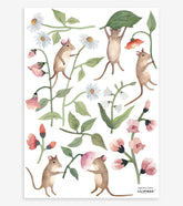 QUEYRAN - Stickers muraux - Souris et fleurs