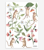 QUEYRAN - Stickers muraux - Souris et fleurs