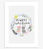 HAPPY CLOUDS - Lot affiches enfant - Chats et lapins (lot de 5)