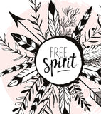 BOHO - Affiche enfant - Plumes et feuilles