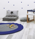 Tapis rond en boules de laine feutrée