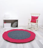 Tapis rond en boules de laine feutrée
