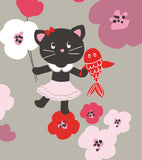 MILLY & FLORE - Affiche enfant - Chaton et fleurs