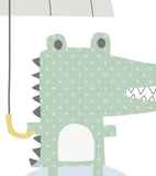 SMILE IT'S RAINING - Affiche enfant - Crocodile et son parapluie