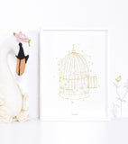 BOTANY - Affiche enfant - Cage et fleurs