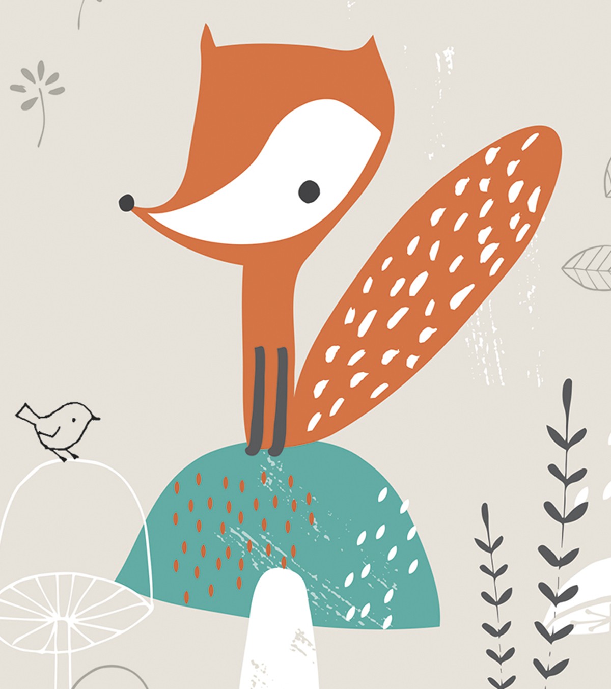 WOODLAND - Affiche enfant - Renard et champignons