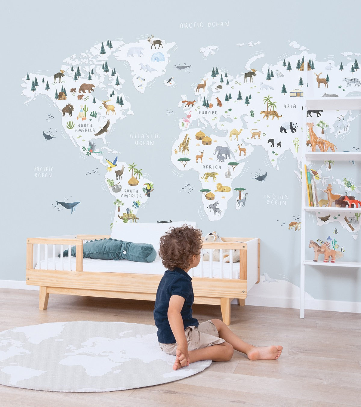 Papier Peint Intissé Panoramique Carte du monde Enfant Garçon