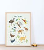 LIVING EARTH - Affiche enfant - Animaux de l'Océanie