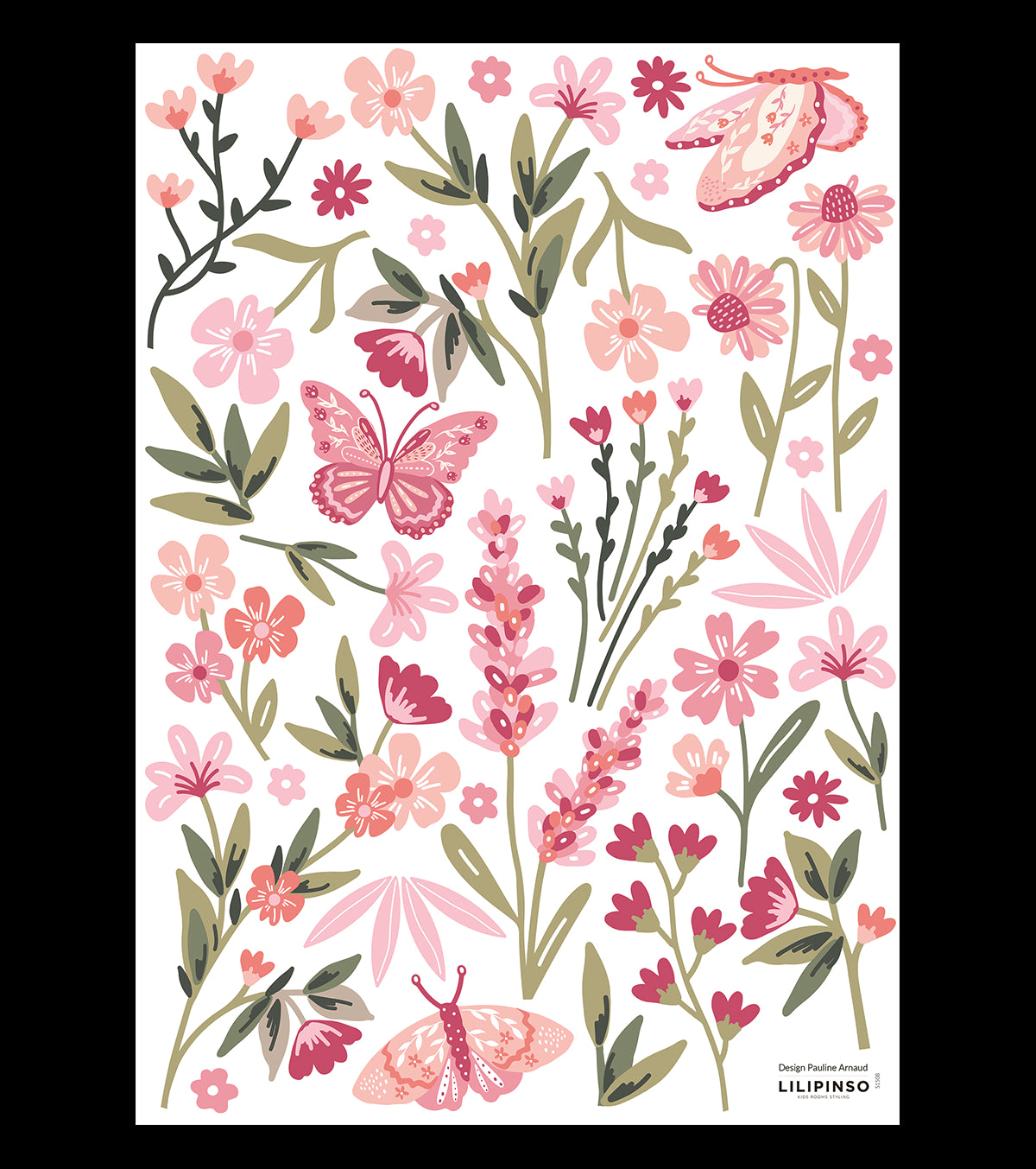 Stickers Chambre Fille  Fleurs et papillons - Déco Lilipinso