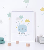 SMILE IT'S RAINING - Affiche enfant - Lapin et souris