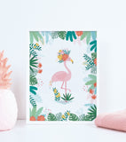 RIO - Affiche encadrée enfant - Flamant rose et feuilles