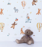GENTLE FRIENDS - Papier peint enfant - Motif animaux et montgolfières