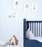 GENTLE FRIENDS - Lot de 4 affiches enfant - Lapin, ours, renard, montgolfières