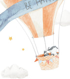 GENTLE FRIENDS - Lot de 4 affiches enfant - Lapin, ours, renard, montgolfières