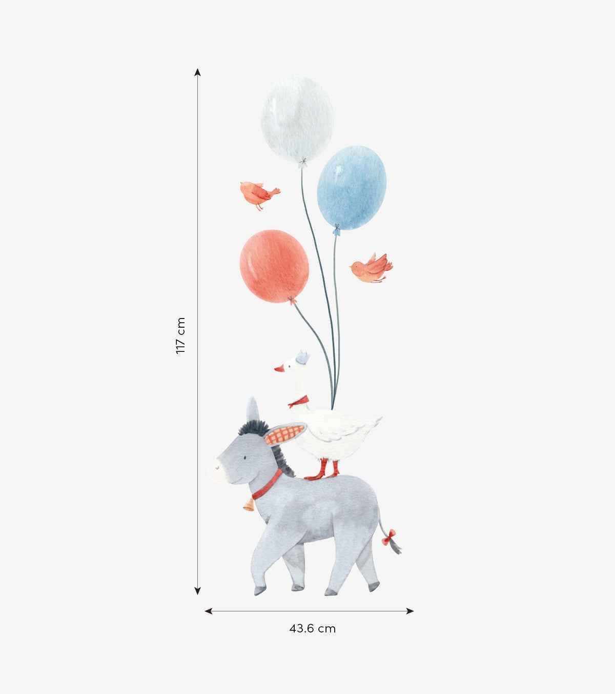 GENTLE FRIENDS - Grand sticker - L'âne et ballons