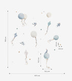 SELENE - Stickers muraux - Ballons et cerfs-volants (bleu)