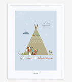 LITTLE INDIANS - Affiche enfant - Tipi (bleu)