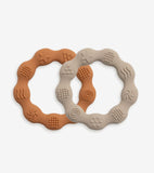 Lot de 2 anneaux de dentition en silicone - terracotta/sable