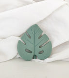 Anneau de dentition feuille aqua et lange gris bleu