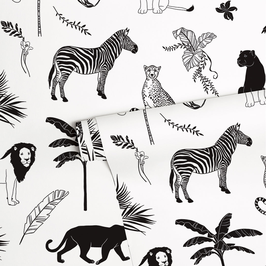 BLACK MAJIK - Papier peint enfant - Motif animaux de la savane