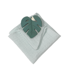 Anneau de dentition feuille verte et lange bleu gris
