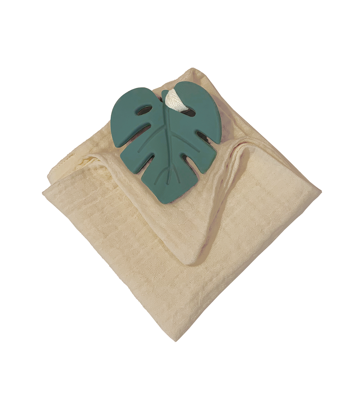 Anneau de dentition feuille verte et lange sable