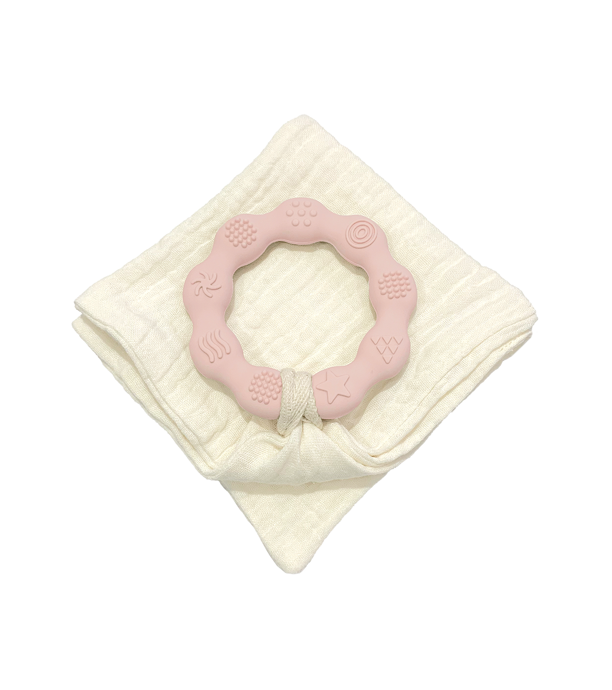 Anneau de dentition rose et lange ivoire