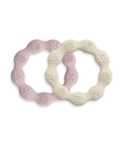Lot de 2 anneaux de dentition en silicone - rose/beige