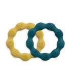 Lot de 2 anneaux de dentition en silicone - bleu/moutarde