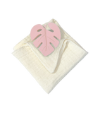 Anneau de dentition feuille rose et lange ivoire