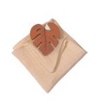 Anneau de dentition feuille terracotta et lange vieux rose