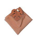 Anneau de dentition feuille terracotta et lange terracotta