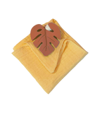 Anneau de dentition feuille terracotta et lange moutarde