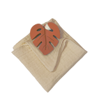Anneau de dentition feuille terracotta et lange sable
